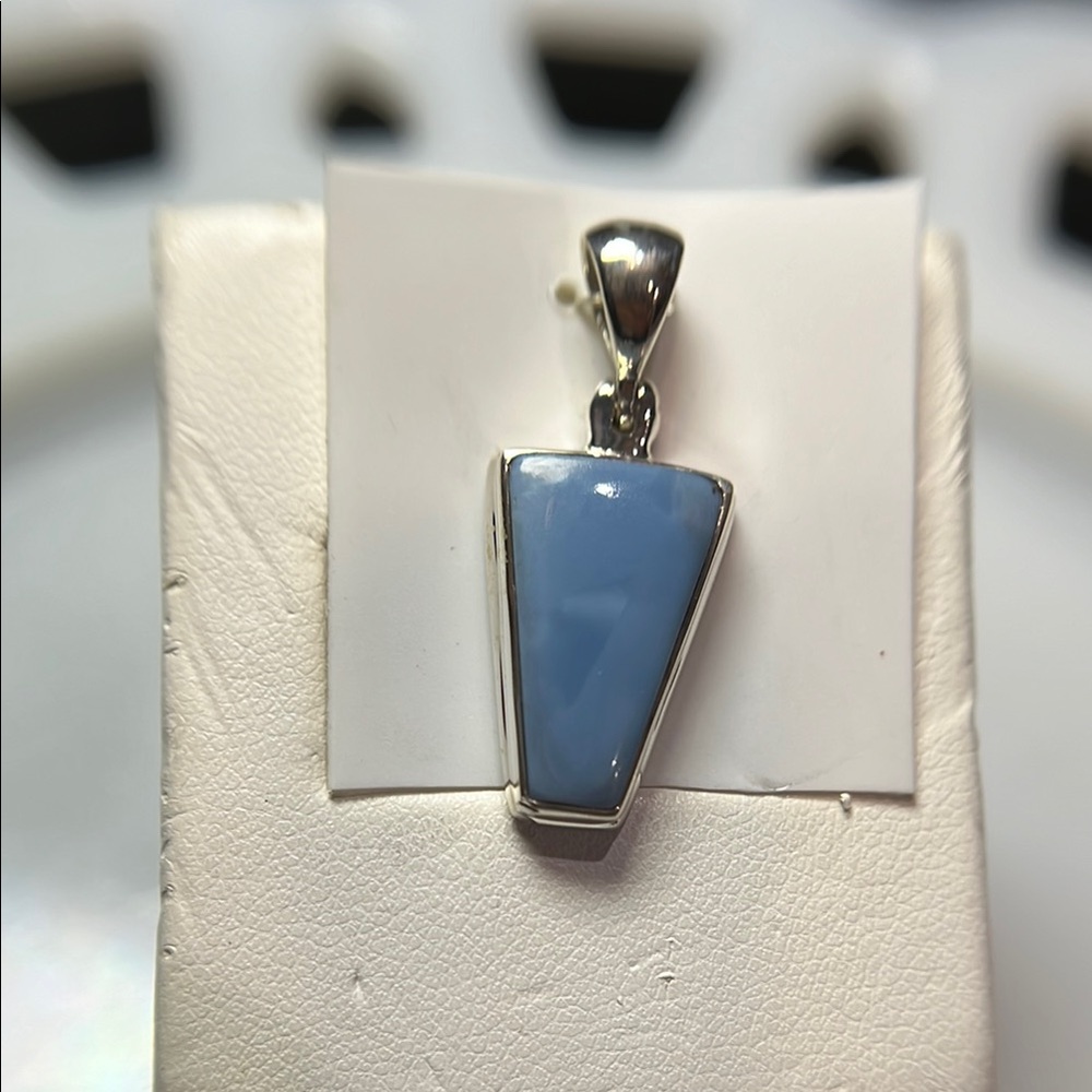 Blue opal sterling silver necklace pendant, Gemstone Jewelry
